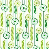 GREEN FERN AND GREEN ROSE REPEAT DESIGN, (GRAPHIC ART)