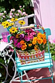MIXED SUMMER FLOWERS IN BASKET