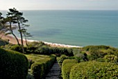 VIEW OF GARDEN AND SEA AT CLIFF HOUSE, DORSET