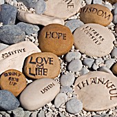 ENGRAVED STONES WITH POSITIVE MESSAGES