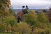 VIEW FROM THE TOP OF THE HILL AT HERGEST CROFT GARDEN,  HEREFORDSHIRE,  OCTOBER