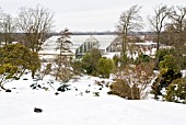 RHS WISLEY GARDENS GLASSHOUSE IN THE SNOW