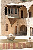 TRADITIONAL FOUNTAIN AND BASIN IN COURTYARD OF BEIT ED DINE PALACE, LEBANON