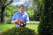 TRIMMING CONIFERS WITH CORDLESS HEDGE TRIMMER