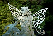Contemporary hand crafted mild or stainless steel sculpture of Angel, Garden Art