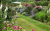 Wide borders of summer flowering herbaceous perennials lawns