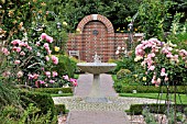 ROSE GARDEN WITH GRANITE FOUNTAIN AND HALF STANDARD ROSES