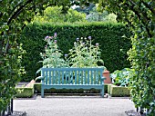 PEAR ARCH WITH SEAT AND CARDOONS, WEST DEAN GARDENS